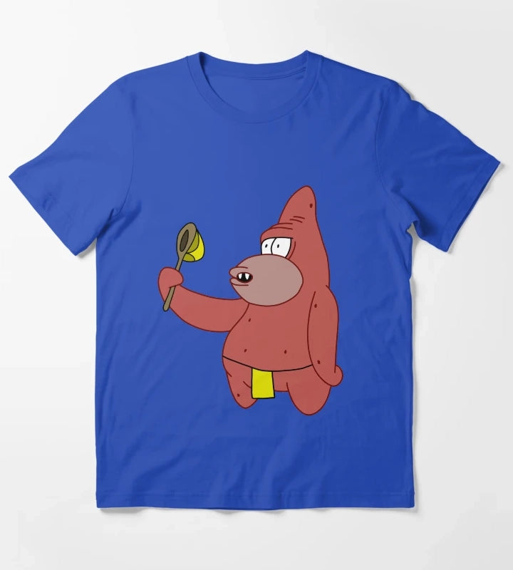 Caveman Patrick Holding Jellyfishing Net T-Shirt Blue