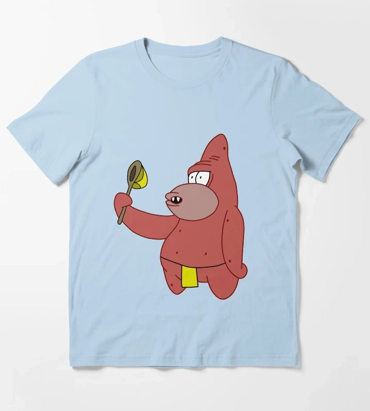 Caveman Patrick Holding Jellyfishing Net T-Shirt Sky Blue