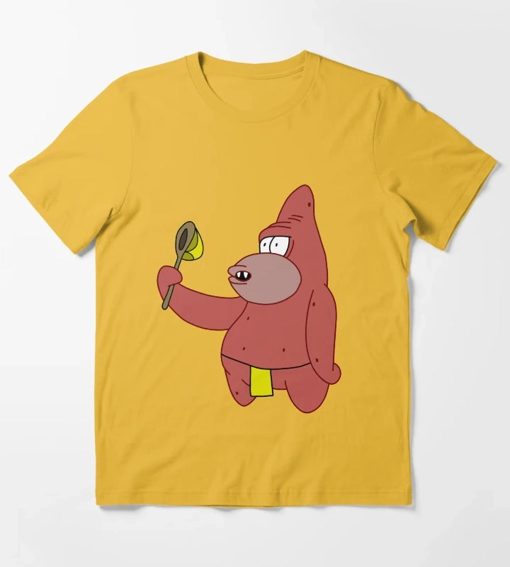 Caveman Patrick Holding Jellyfishing Net T-Shirt Yellow