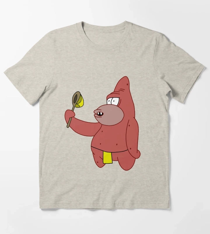 Caveman Patrick Holding Jellyfishing Net T-Shirt Cream