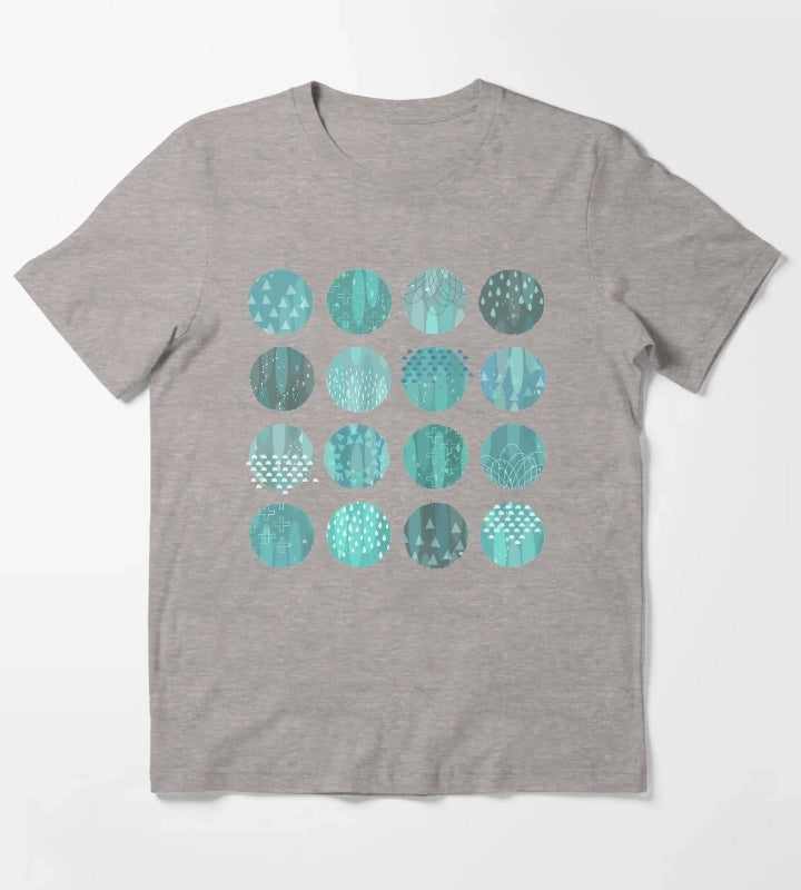Celestial Bodies Midnight Blue and Aqua T-Shirt Heather Grey