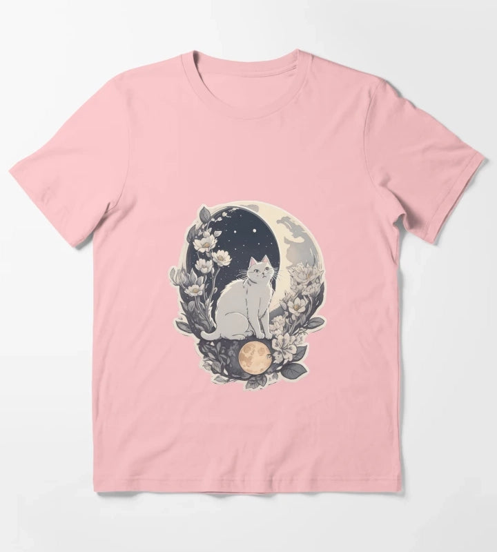 Celestial Cat In Moonlight T-Shirt Dark Grey