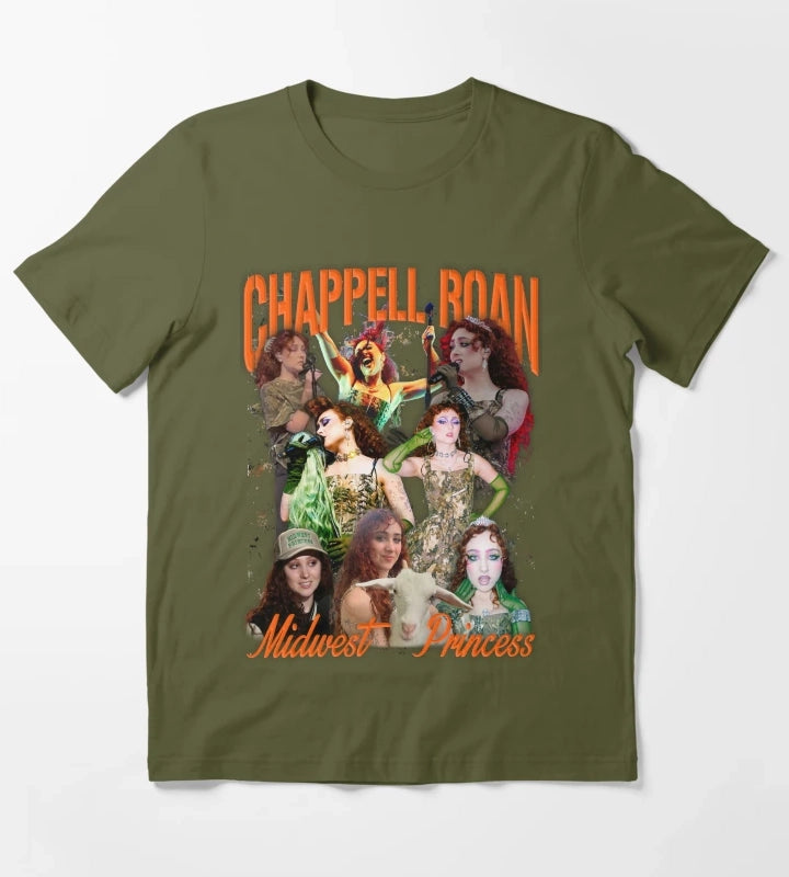 Chappell Roan Midwest Princess T-Shirt Olive Green