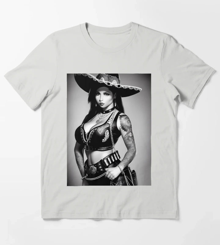 Charra in learther T-Shirt Light Grey