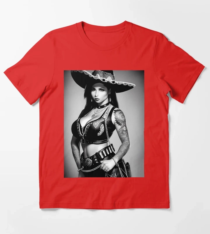 Charra in learther T-Shirt Red