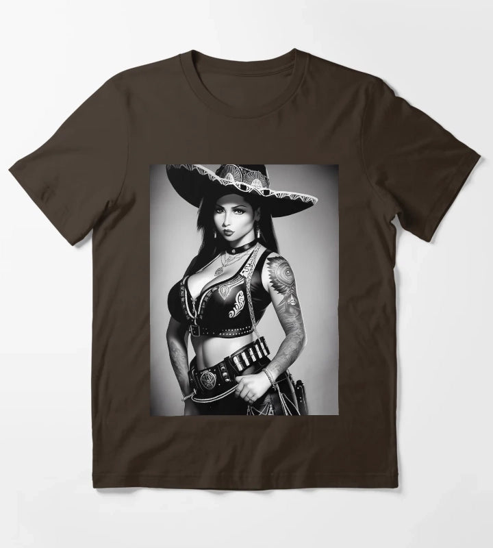 Charra in learther T-Shirt Brown