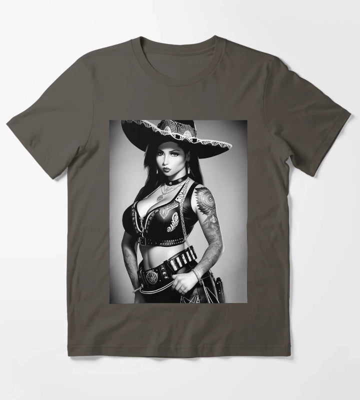 Charra in learther T-Shirt Dark Grey