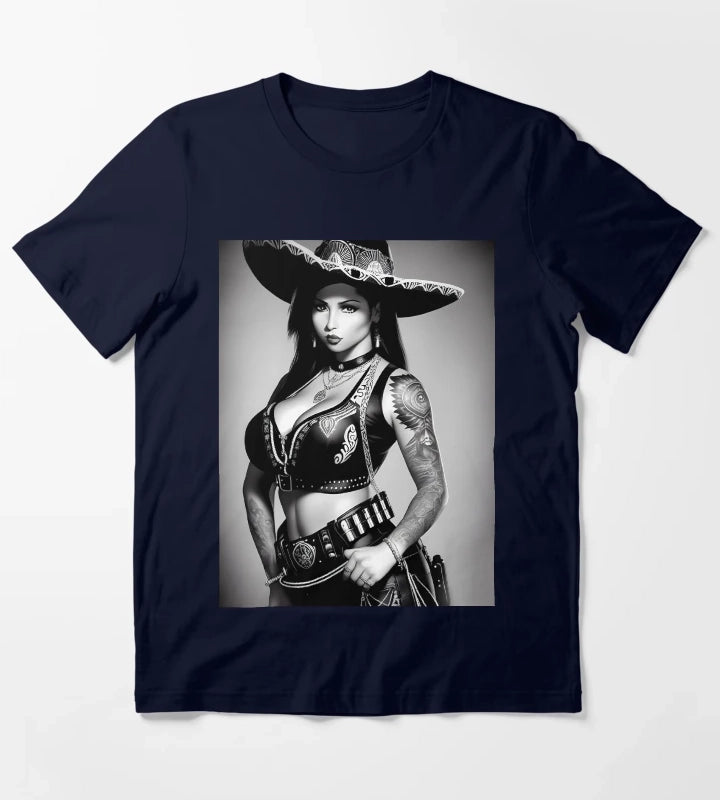 Charra in learther T-Shirt Navy