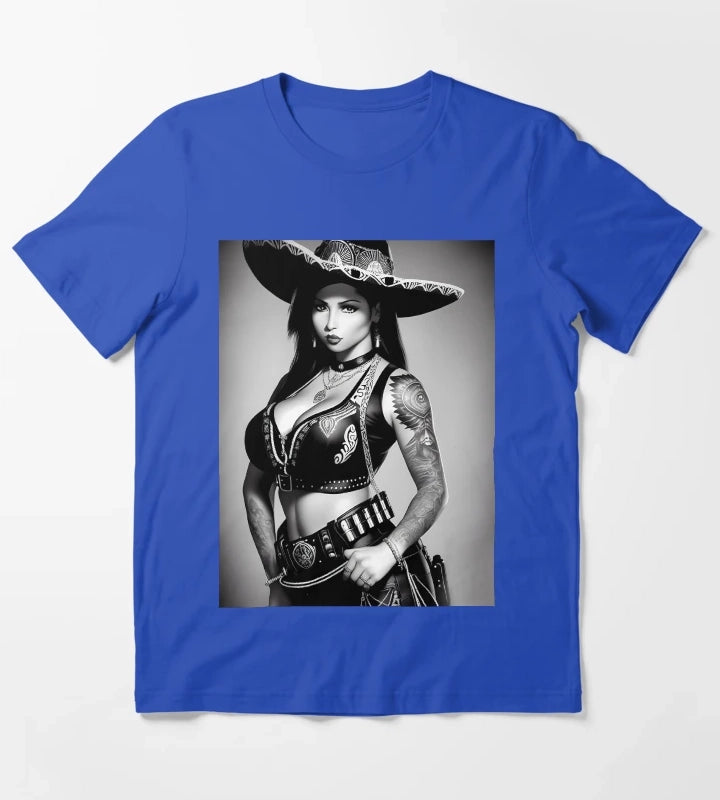 Charra in learther T-Shirt Blue
