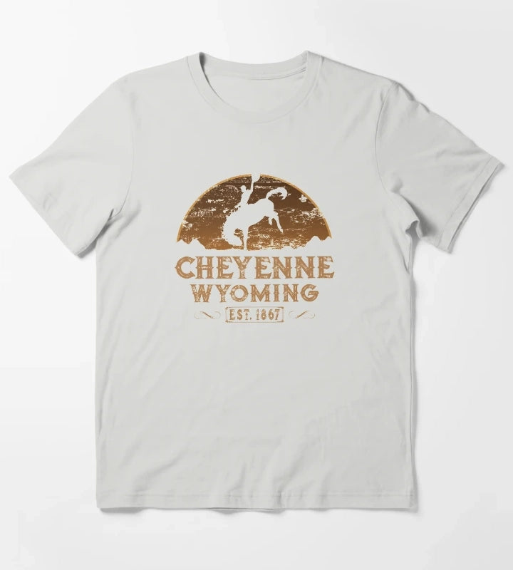 Cheyenne Wyoming Wild West Cowboy T-Shirt Light Grey