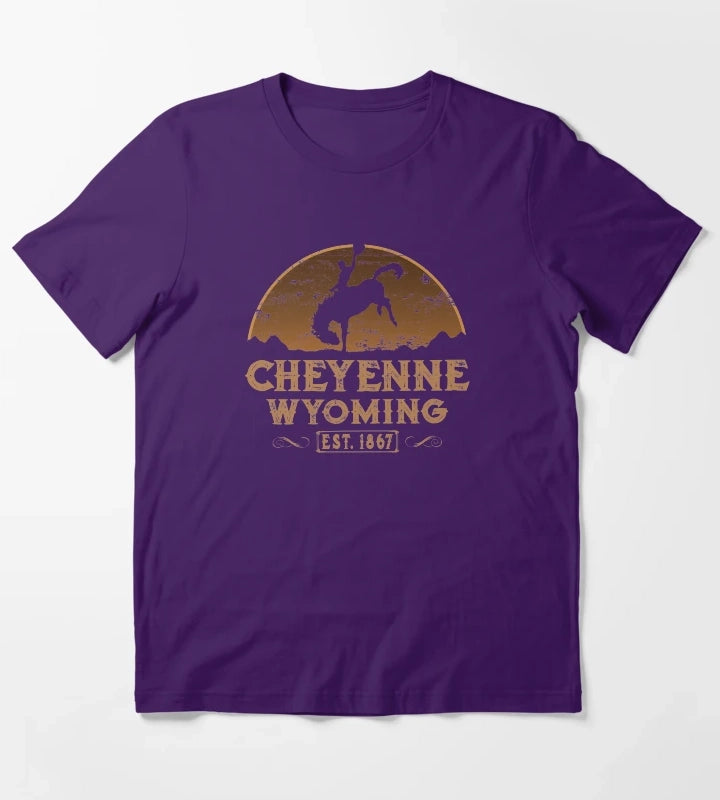 Cheyenne Wyoming Wild West Cowboy T-Shirt Purple