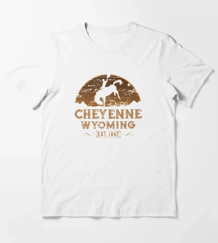 Cheyenne Wyoming Wild West Cowboy T-Shirt White