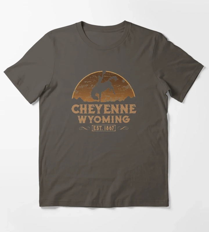 Cheyenne Wyoming Wild West Cowboy T-Shirt Dark Grey
