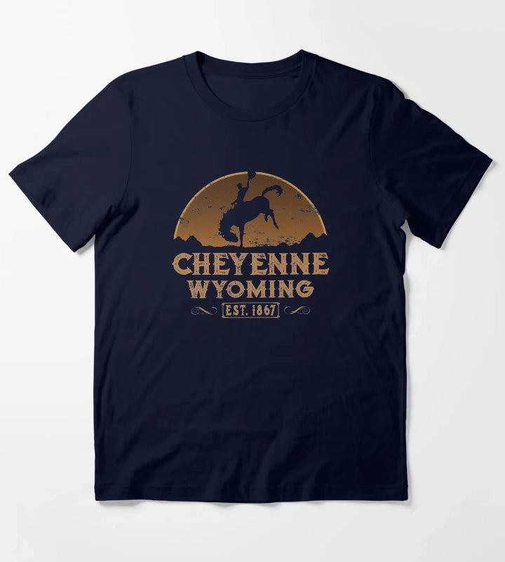 Cheyenne Wyoming Wild West Cowboy T-Shirt Navy