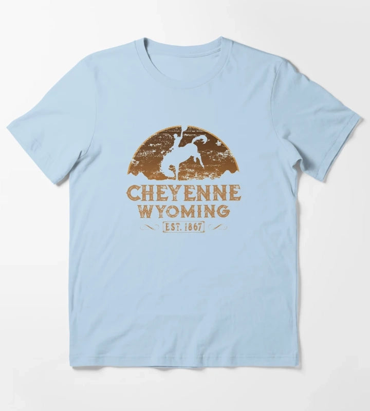 Cheyenne Wyoming Wild West Cowboy T-Shirt Sky Blue