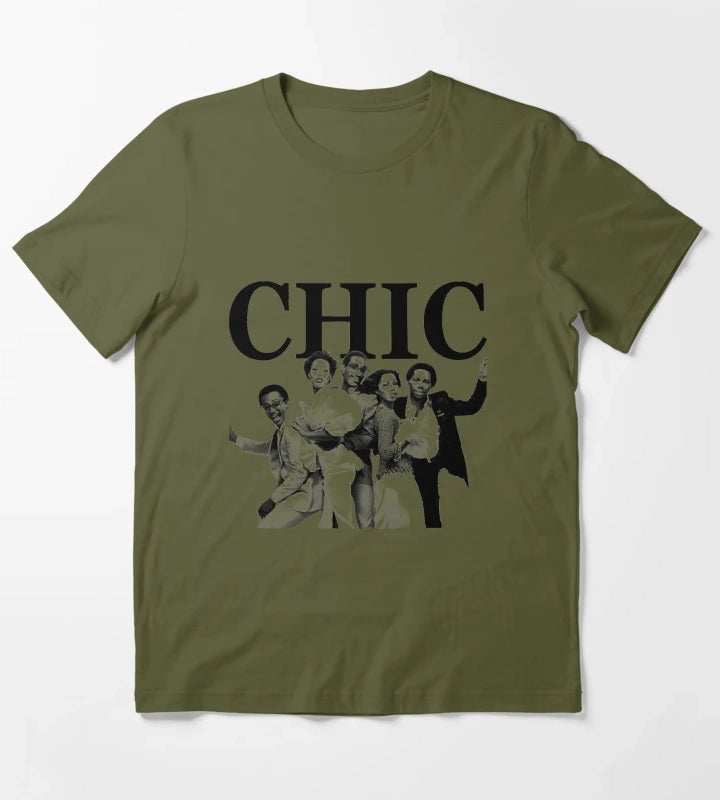 Chic Disco Band Fan T-Shirt Olive Green