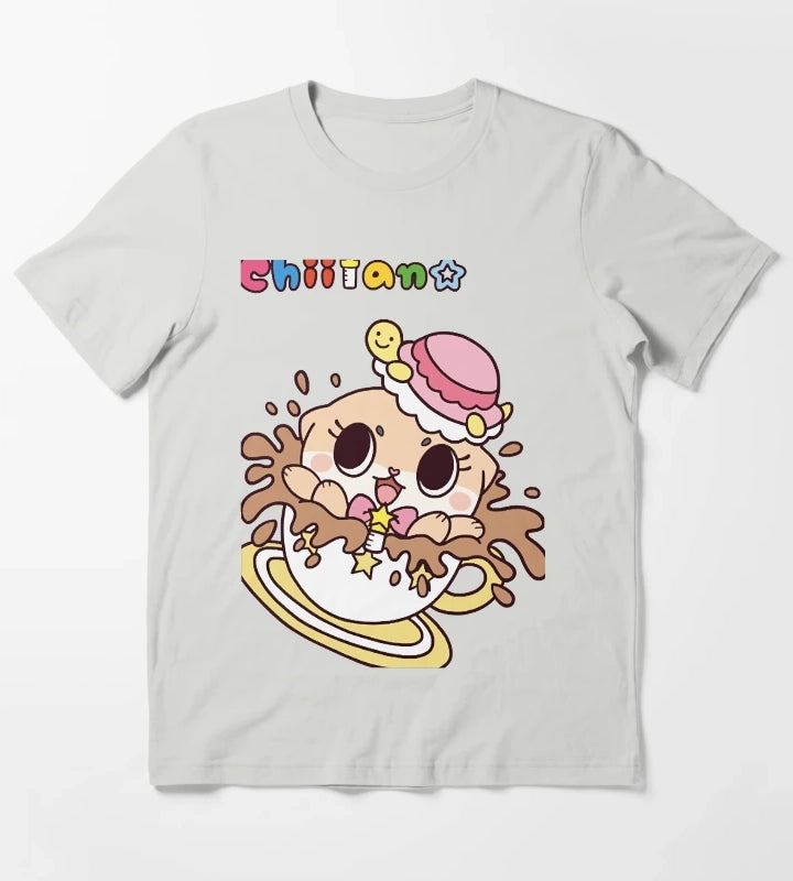 Chiitan Kawaii Coffee T-Shirt Light Grey