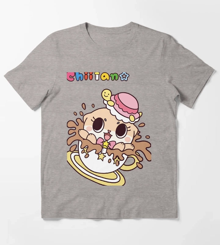 Chiitan Kawaii Coffee T-Shirt Heather Grey