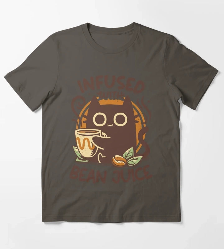 Chonky Kitty Coffee Funny Cat T-Shirt Dark Grey