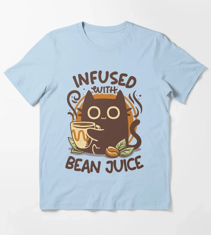Chonky Kitty Coffee Funny Cat T-Shirt Sky Blue