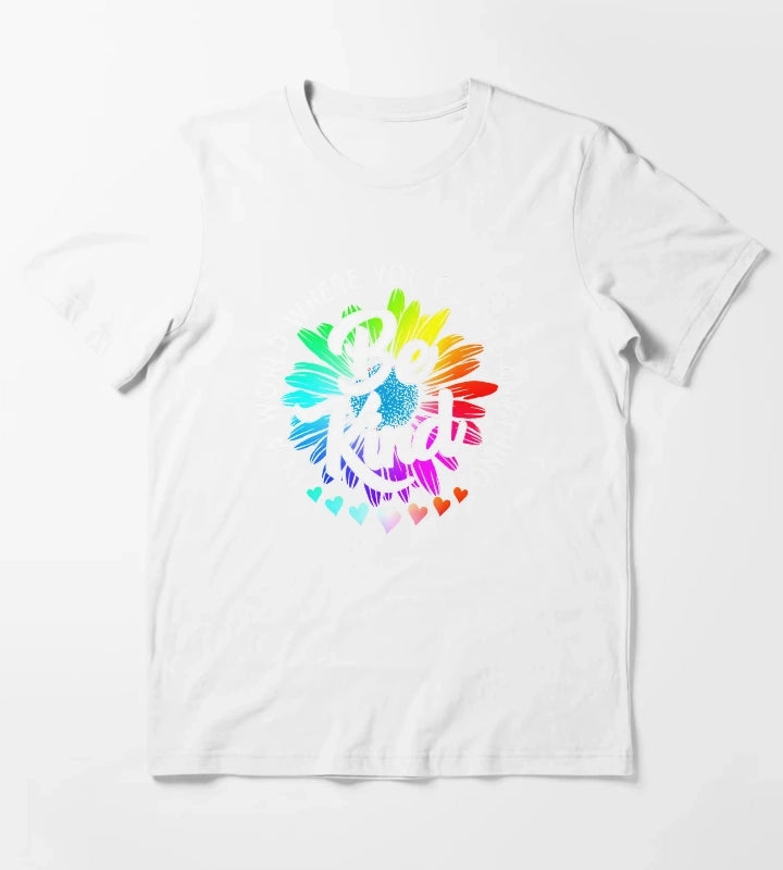 Choose Kindness In a world where you can be anything be kind cute daisy flower rainbow petals T-Shirt White