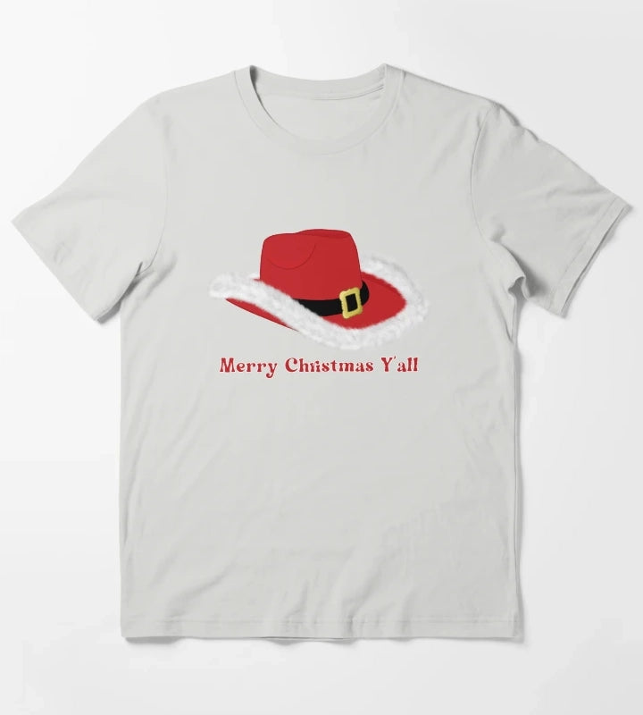 Christmas Cowgirl Hat T-Shirt Light Grey