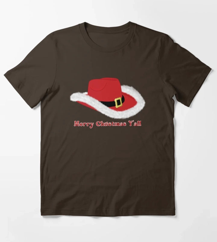 Christmas Cowgirl Hat T-Shirt Brown