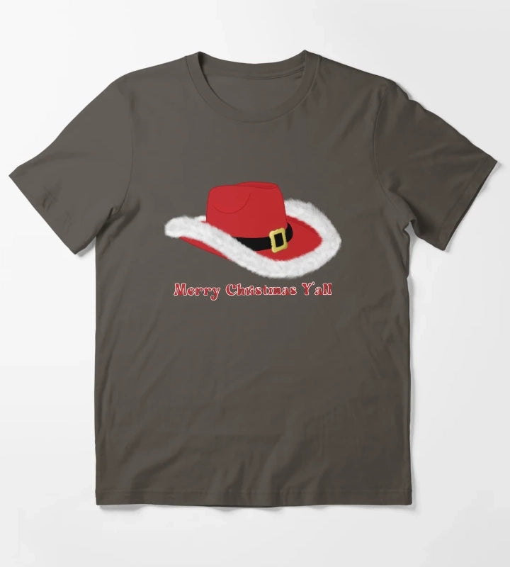 Christmas Cowgirl Hat T-Shirt Dark Grey