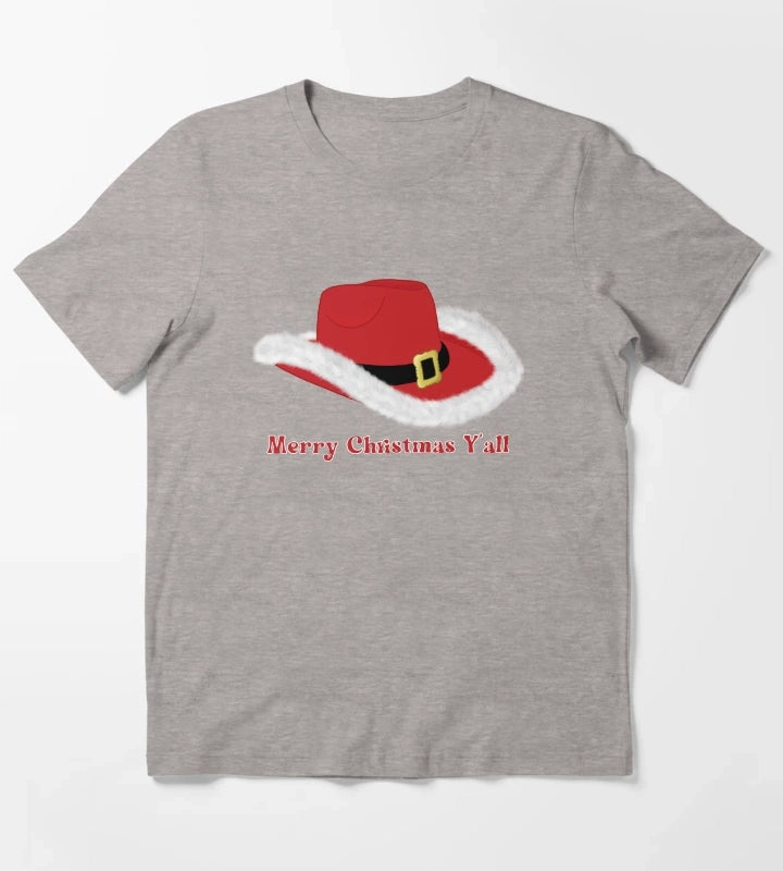 Christmas Cowgirl Hat T-Shirt Heather Grey