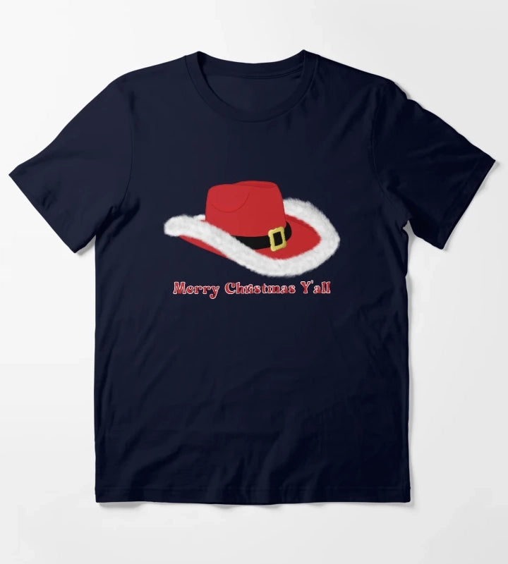 Christmas Cowgirl Hat T-Shirt Navy