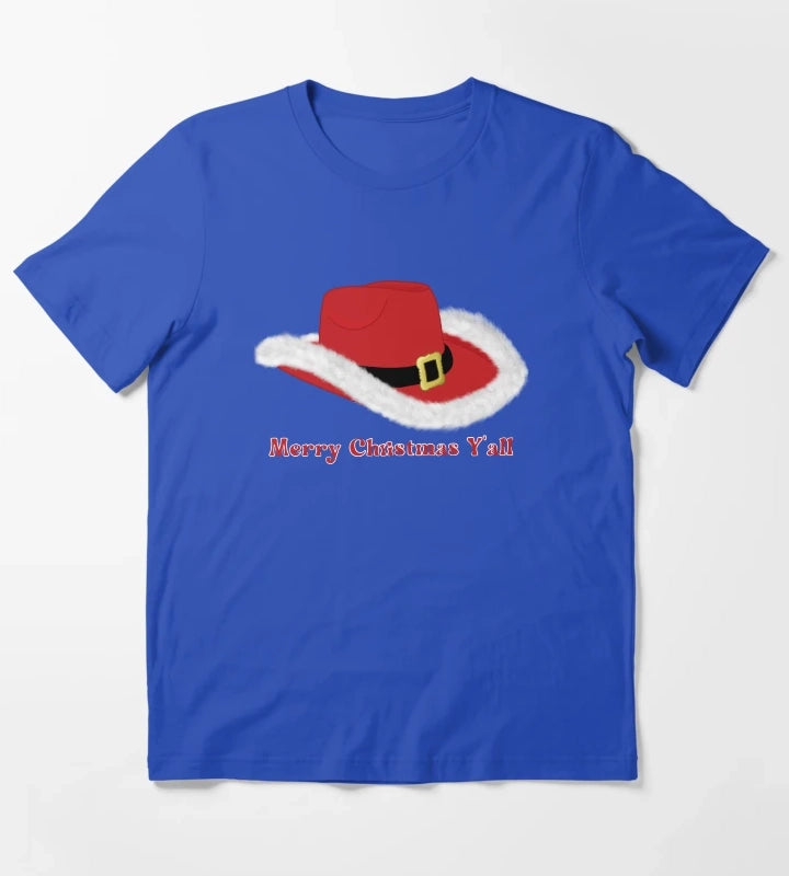 Christmas Cowgirl Hat T-Shirt Blue