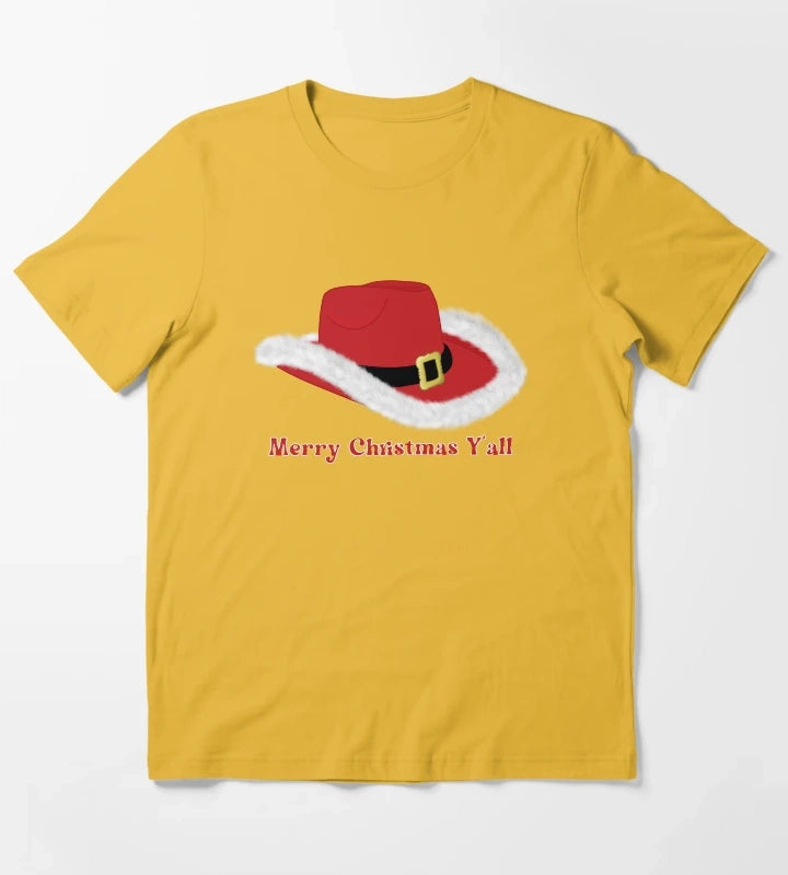 Christmas Cowgirl Hat T-Shirt Yellow