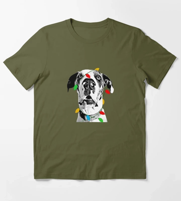 Christmas Great Dane T-Shirt Olive Green