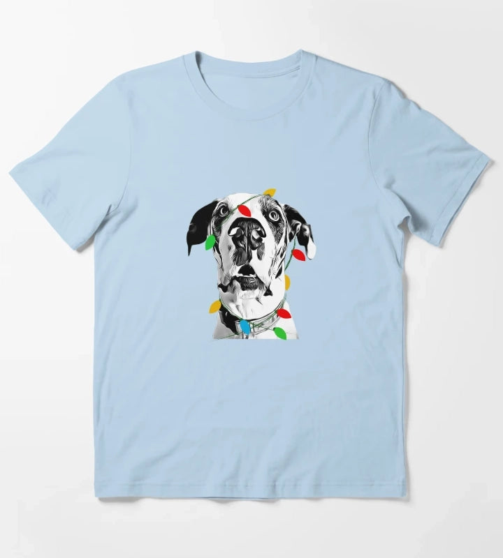Christmas Great Dane T-Shirt Sky Blue