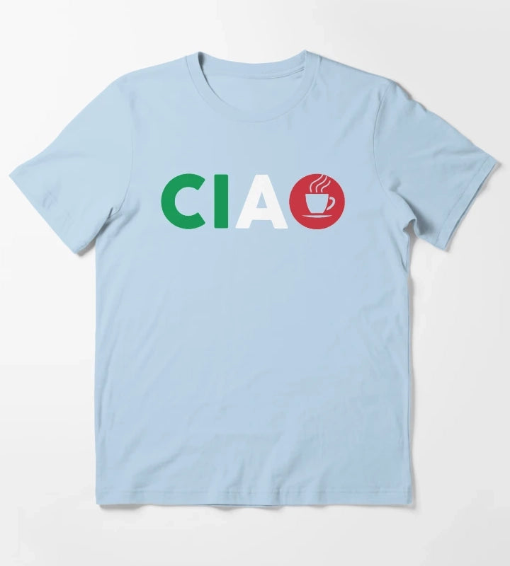 Ciao Italian I Love Italy With Italia Espresso T-Shirt Sky Blue