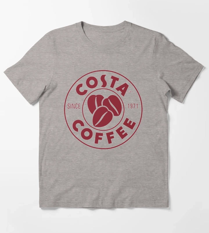 Classic Costa Coffee Designs T-Shirt Heather Grey