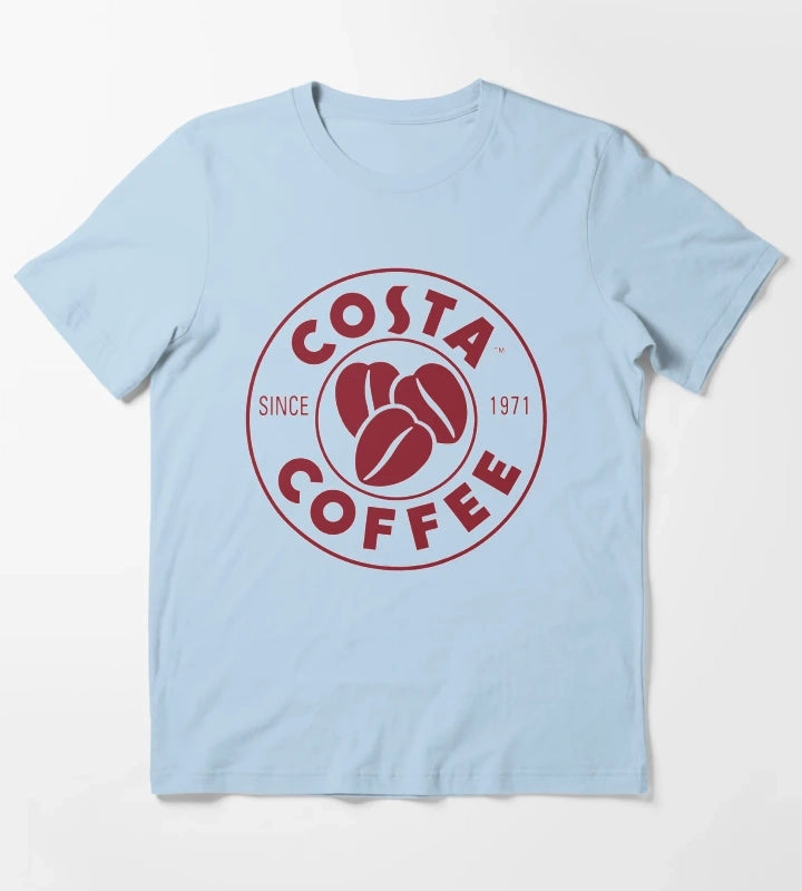 Classic Costa Coffee Designs T-Shirt Sky Blue