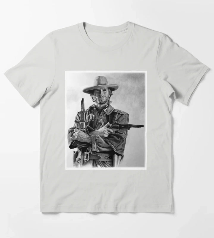 Clint Eastwood Josey Wales drawing T-Shirt Light Grey