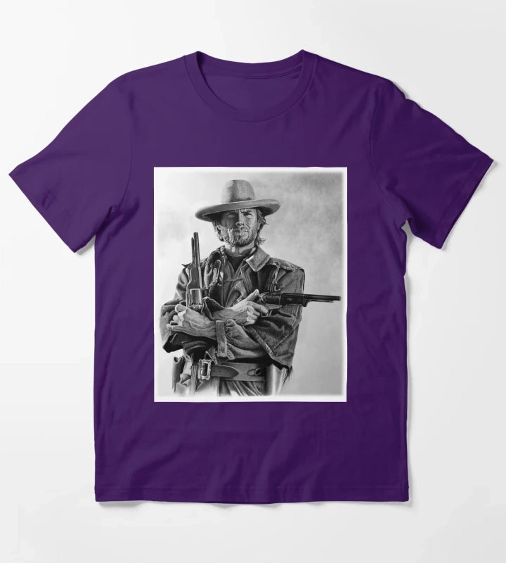 Clint Eastwood Josey Wales drawing T-Shirt Purple