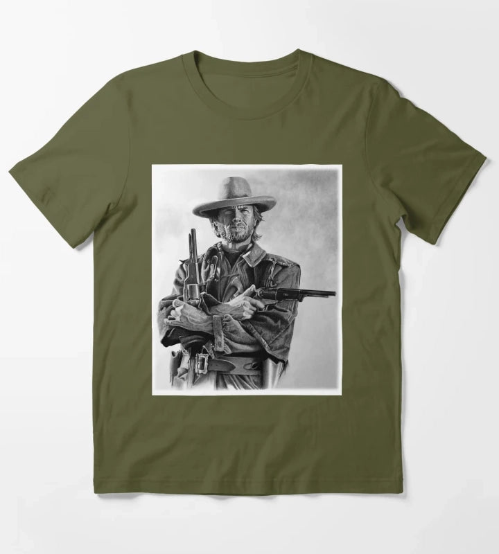 Clint Eastwood Josey Wales drawing T-Shirt Olive Green