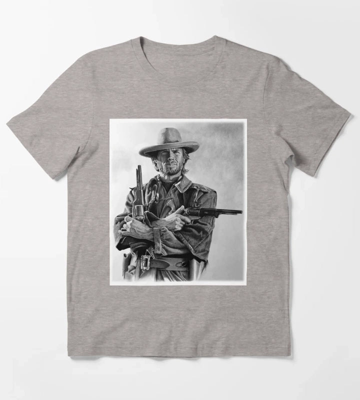 Clint Eastwood Josey Wales drawing T-Shirt Heather Grey
