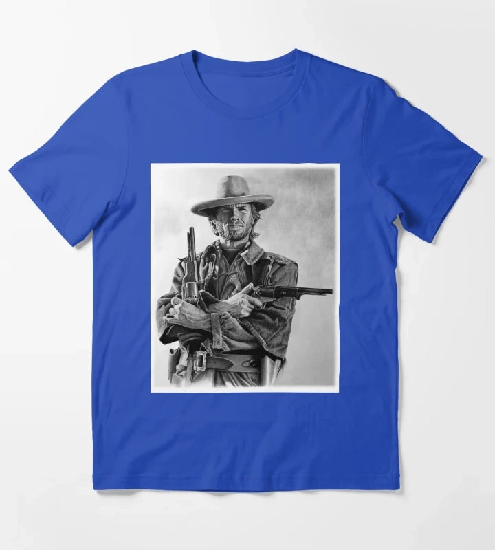 Clint Eastwood Josey Wales drawing T-Shirt Blue