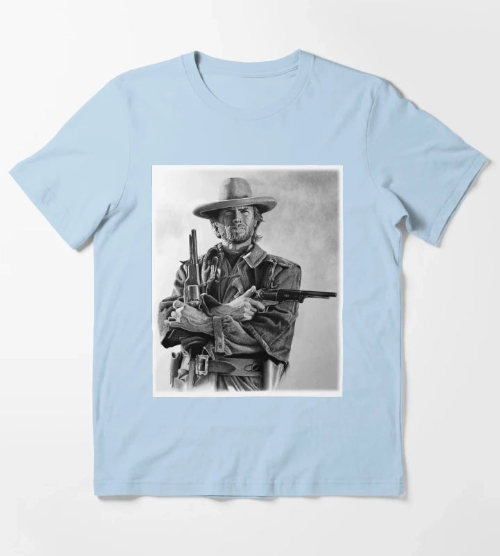 Clint Eastwood Josey Wales drawing T-Shirt Sky Blue