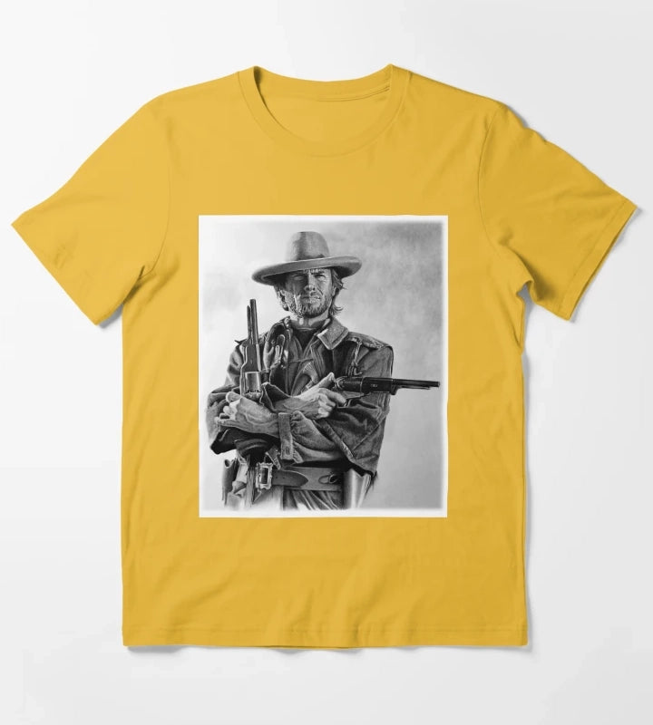 Clint Eastwood Josey Wales drawing T-Shirt Yellow
