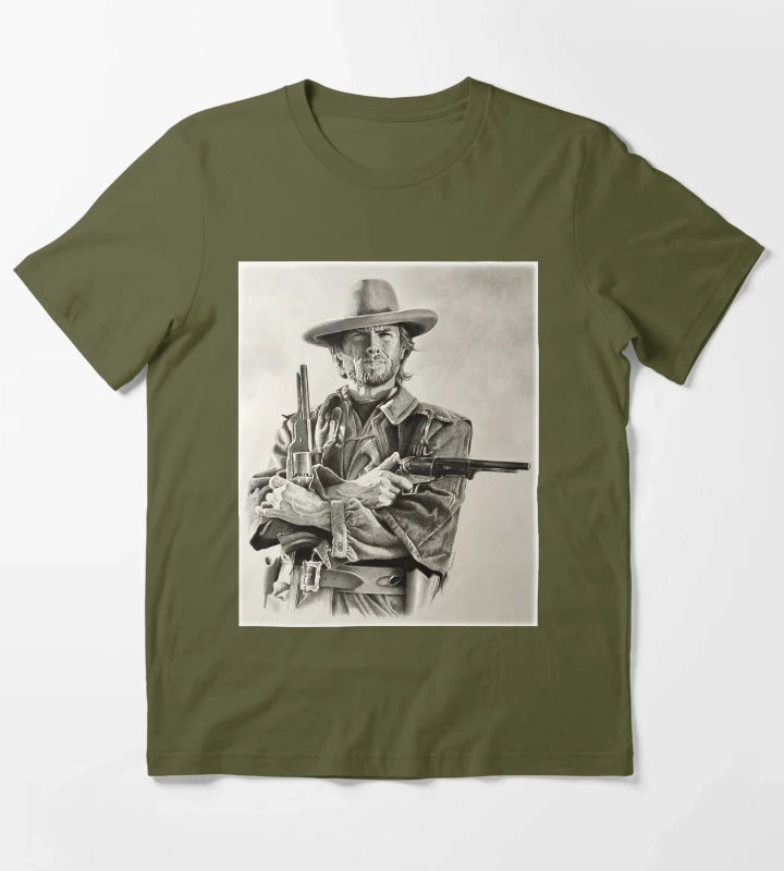 Clint Eastwood sketch T-Shirt Olive Green
