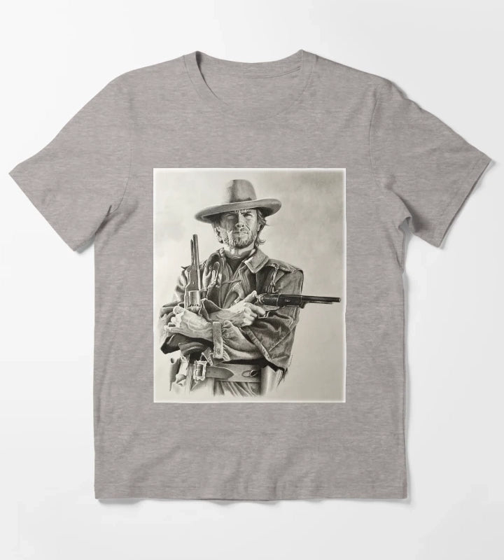 Clint Eastwood sketch T-Shirt Heather Grey