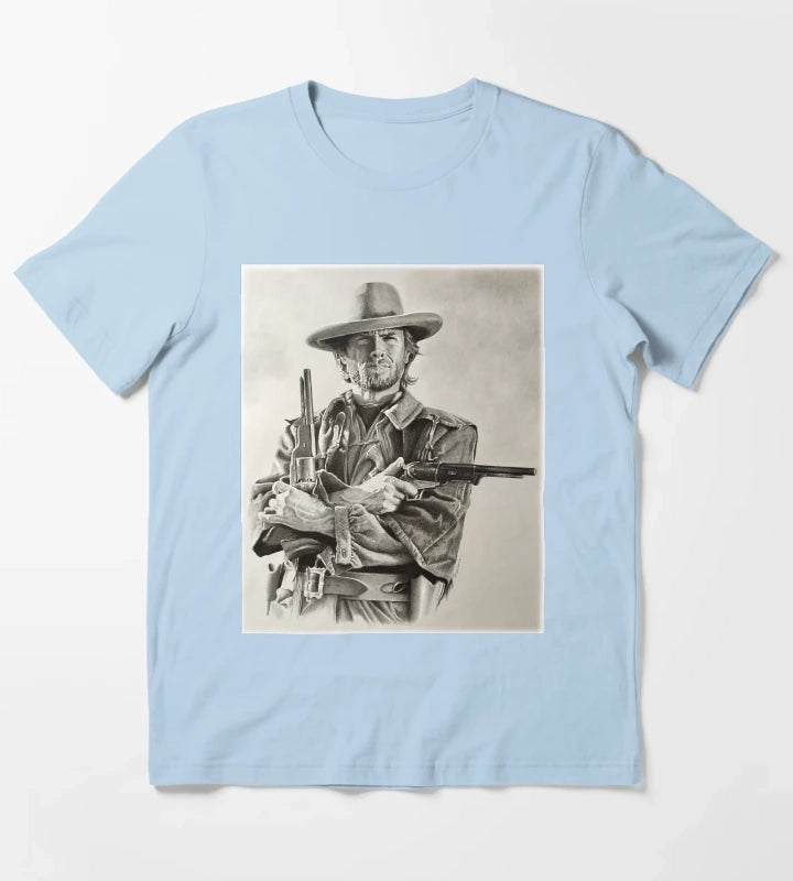 Clint Eastwood sketch T-Shirt Sky Blue