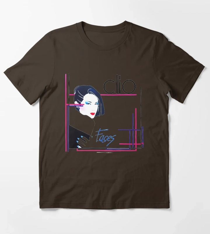 Clio faces 80s italo disco underground T-Shirt Brown