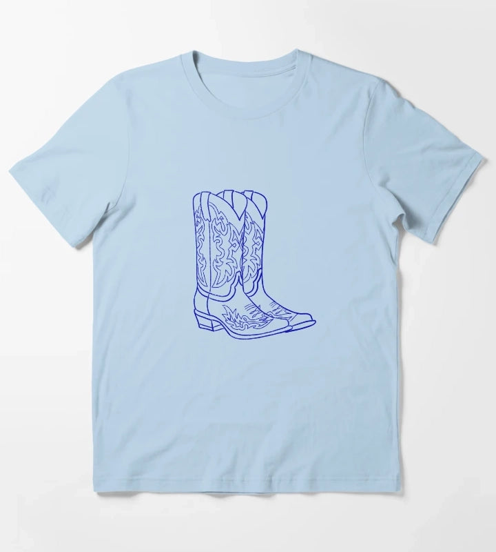 Coastal Cowgirl Boots T-Shirt Sky Blue