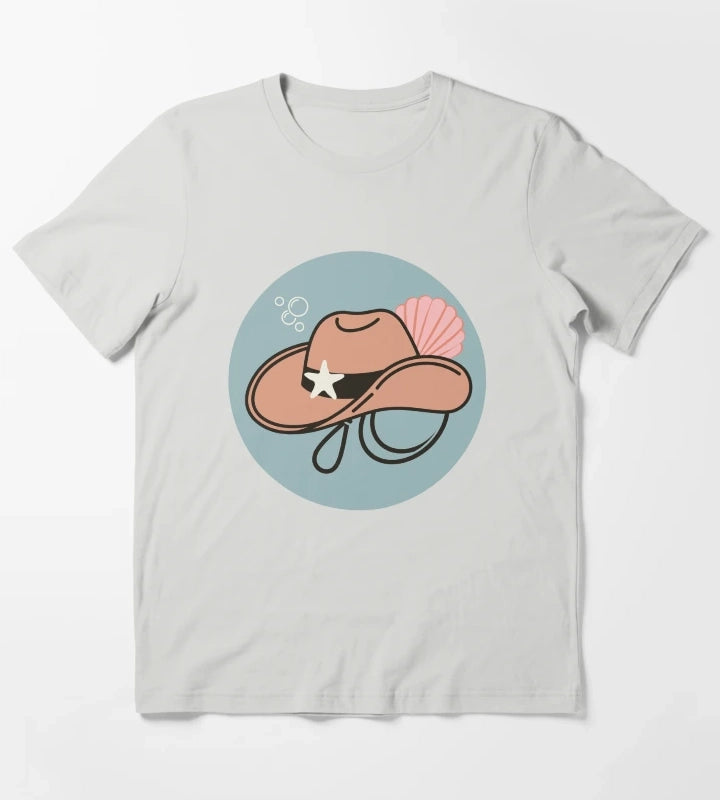 Coastal Cowgirl Hat T-Shirt Light Grey